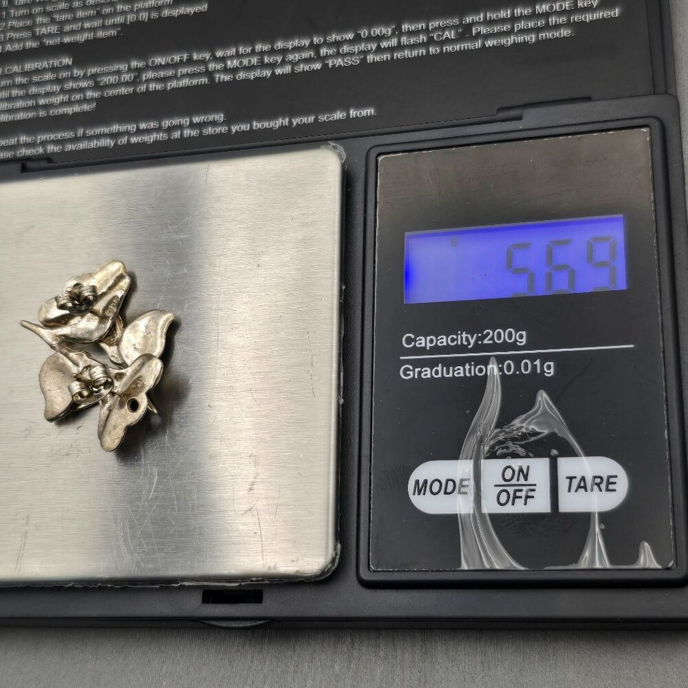 VTG Sterling Silver Floral Lily Post Earrings 1" Etched Details 5.69g - Picture 5 of 5